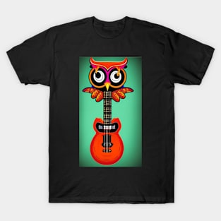 Owl and Guitar Design T-Shirt